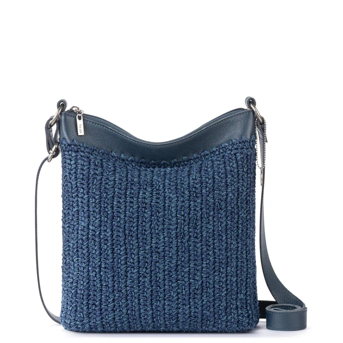 Lucia Crossbody - Hand Crochet - Denim Tonal Straw