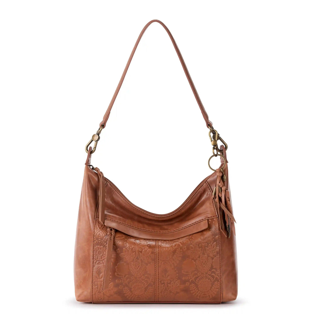 Alameda Hobo - Leather - Tobacco Floral Embossed