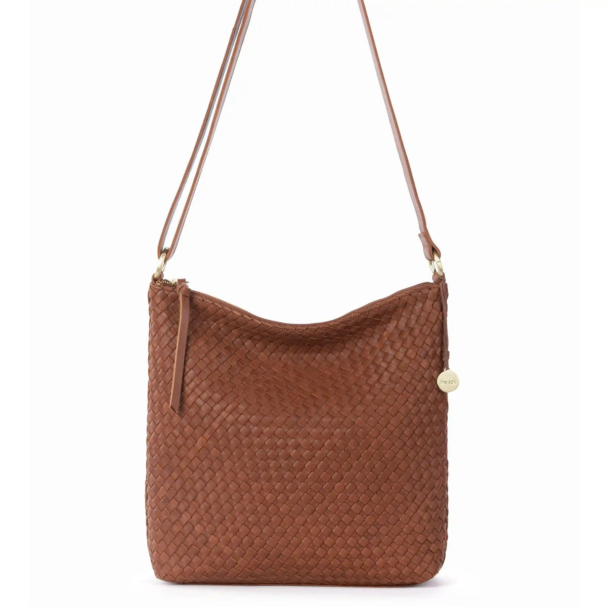 Lucia Crossbody - Leather - Woven Cognac