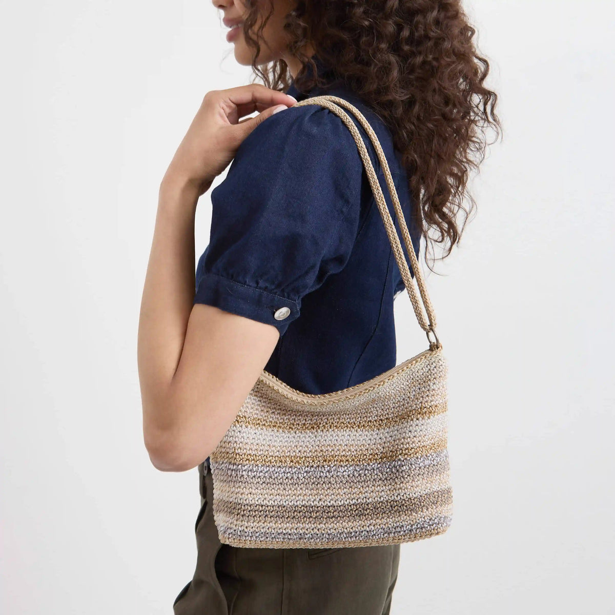 Lumi Crossbody - Hand Crochet - Sand Stripe