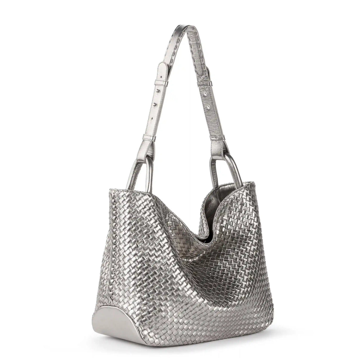 Los Feliz Medium Tote - Leather - Pyrite Woven