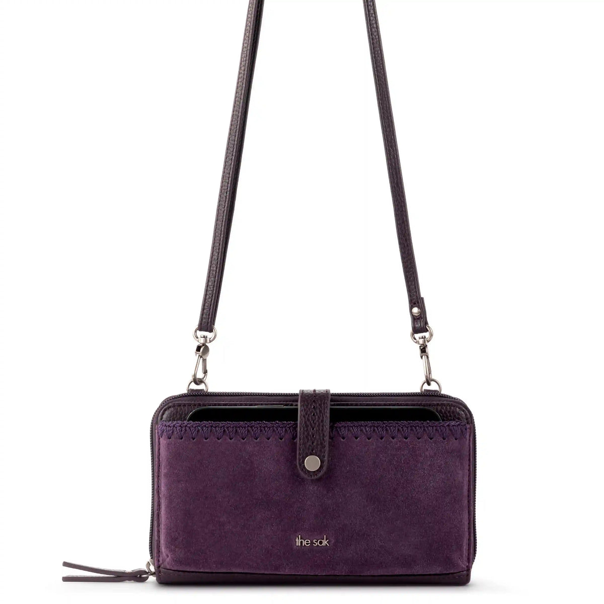 Iris Smartphone Wallet - Leather - Aubergine Suede