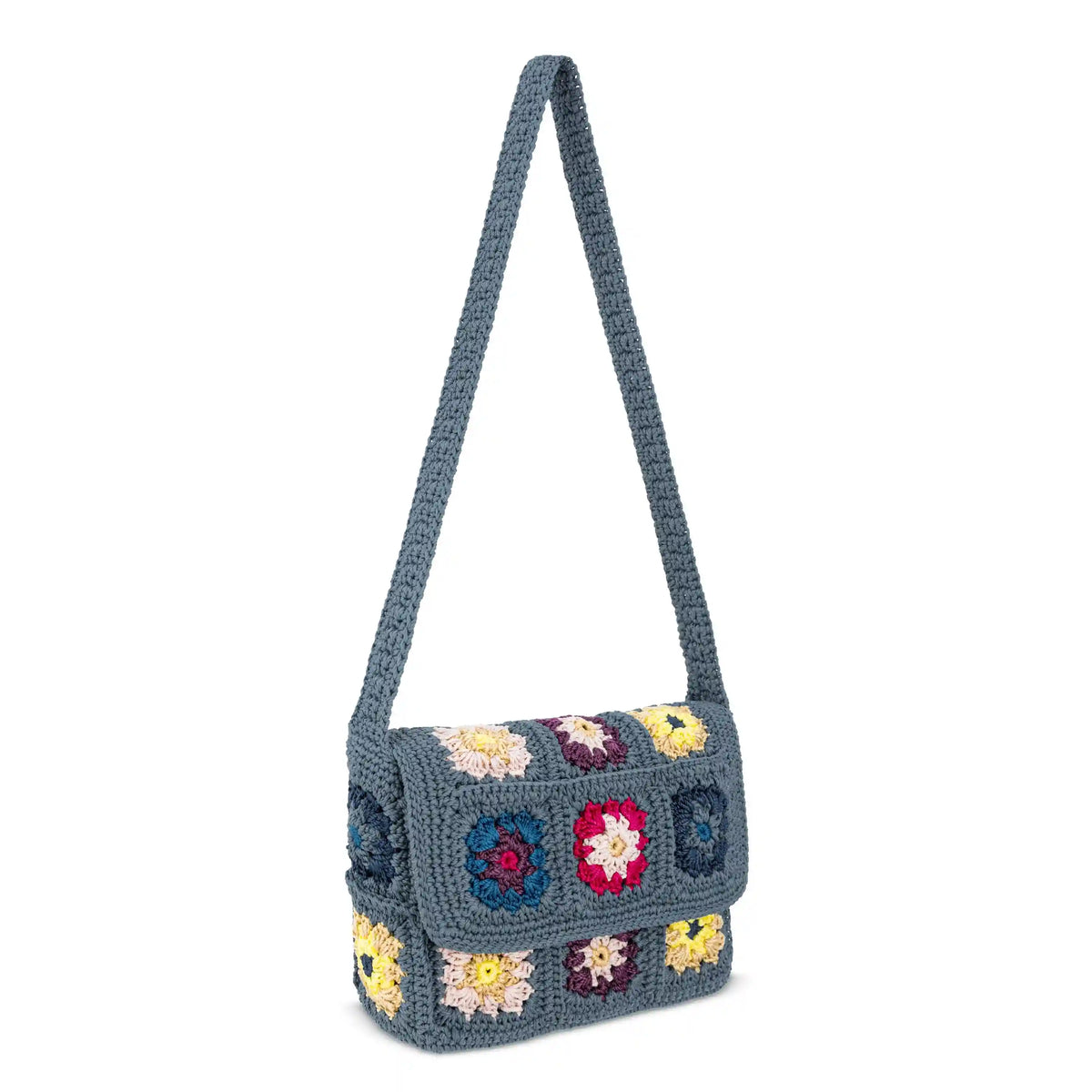 Marlow Flap Shoulder Bag - Hand Crochet - Maritime Multi Patch
