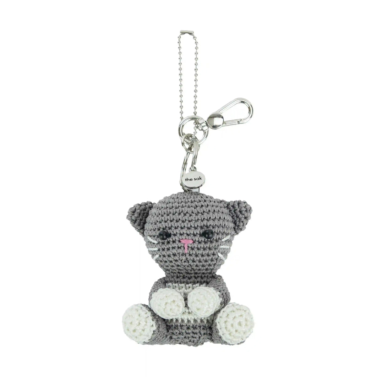 Yarnicharmz Dangle - Hand Crochet - Grey Cat