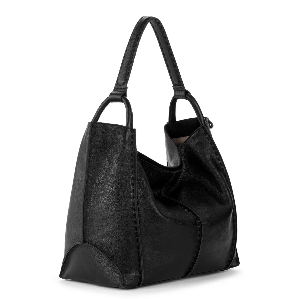 Los Feliz Large Tote - Leather - Black Pebble