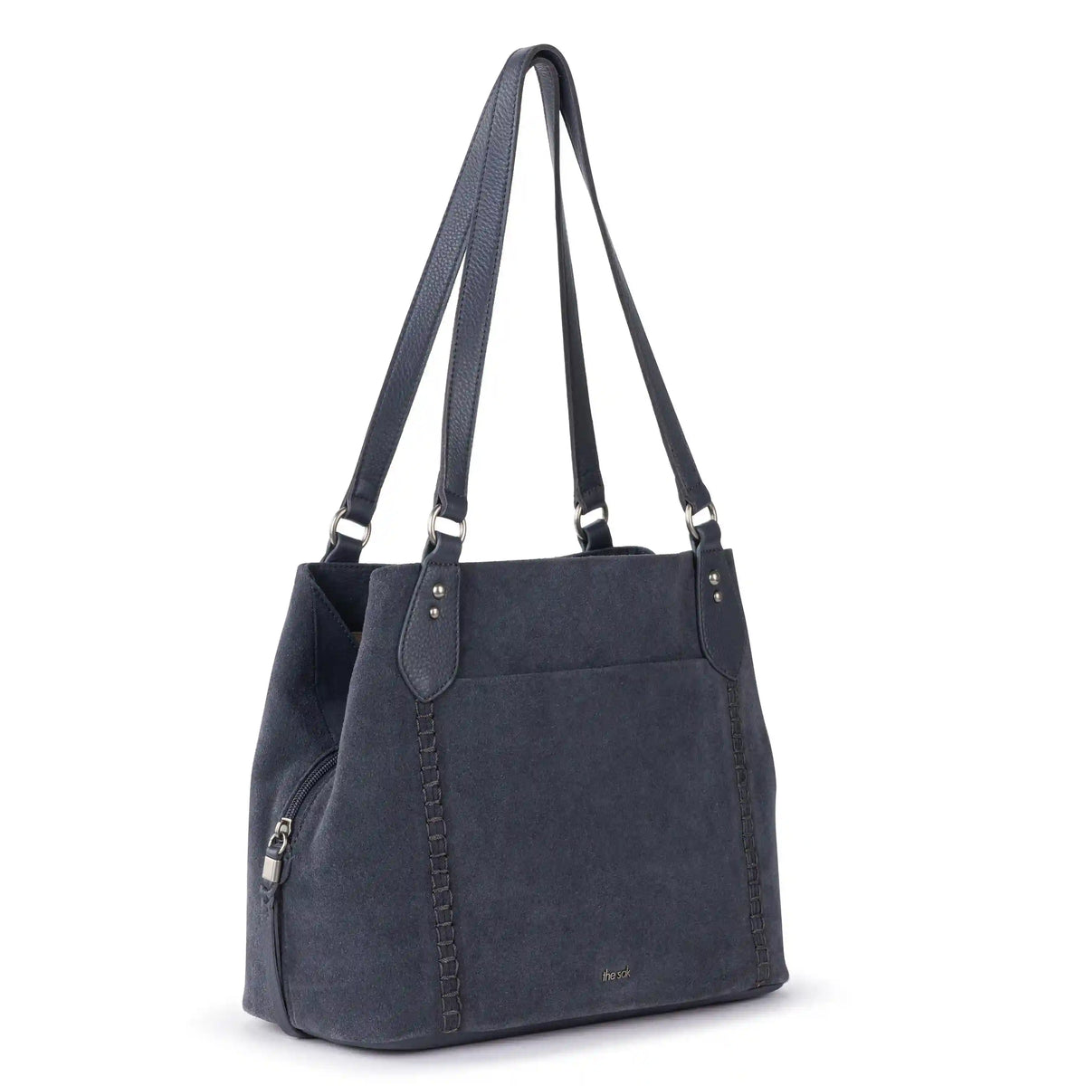 Melrose Satchel - Leather - Storm Grey Suede