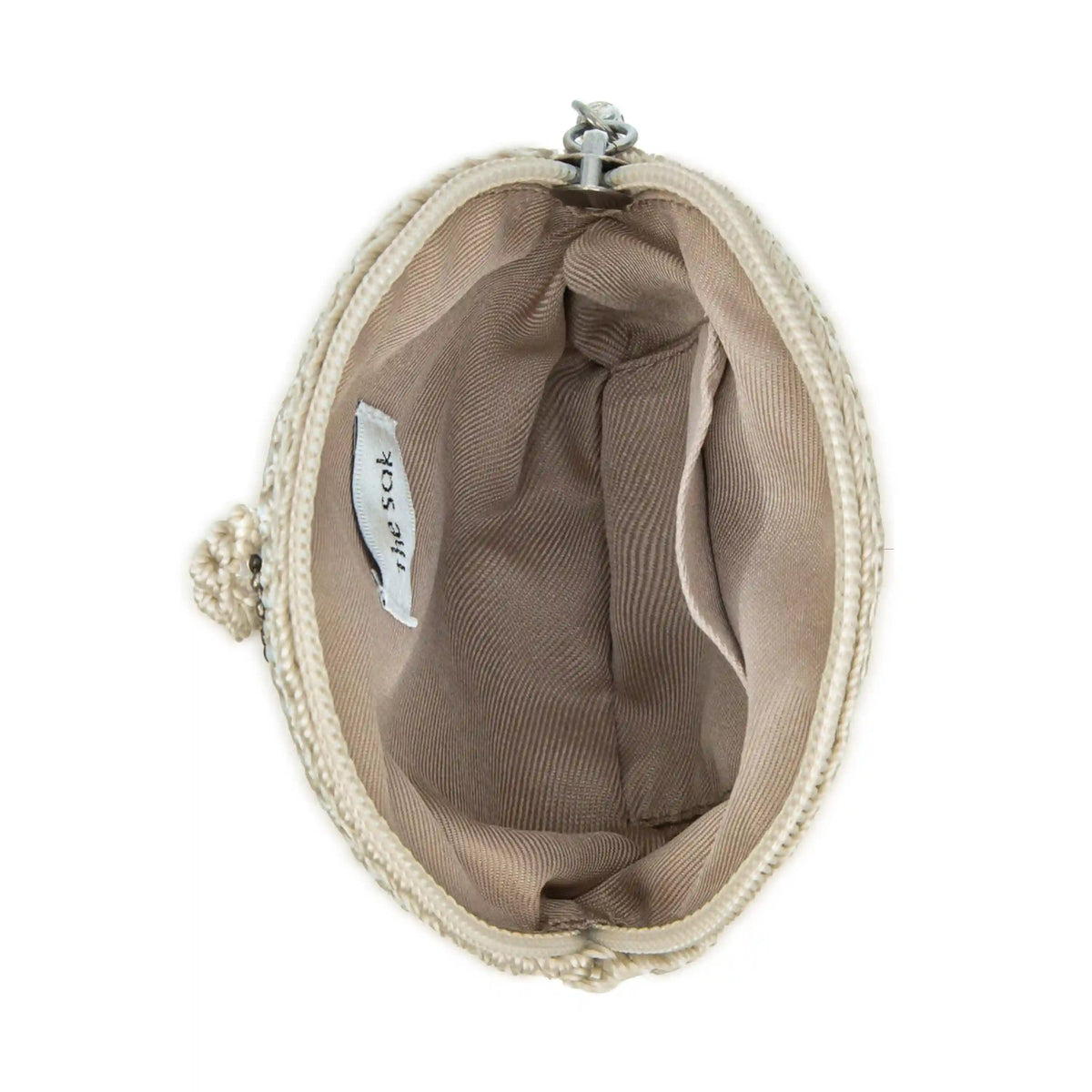 Circle Coin Pouch - Hand Crochet - Natural Black Heart