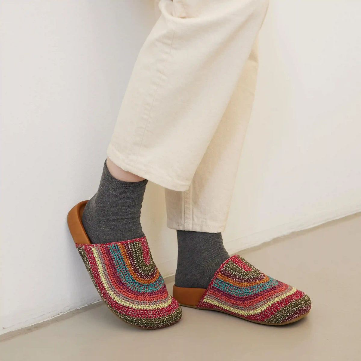 Bolinas Clog - Hand Crochet - Sunset Stripe