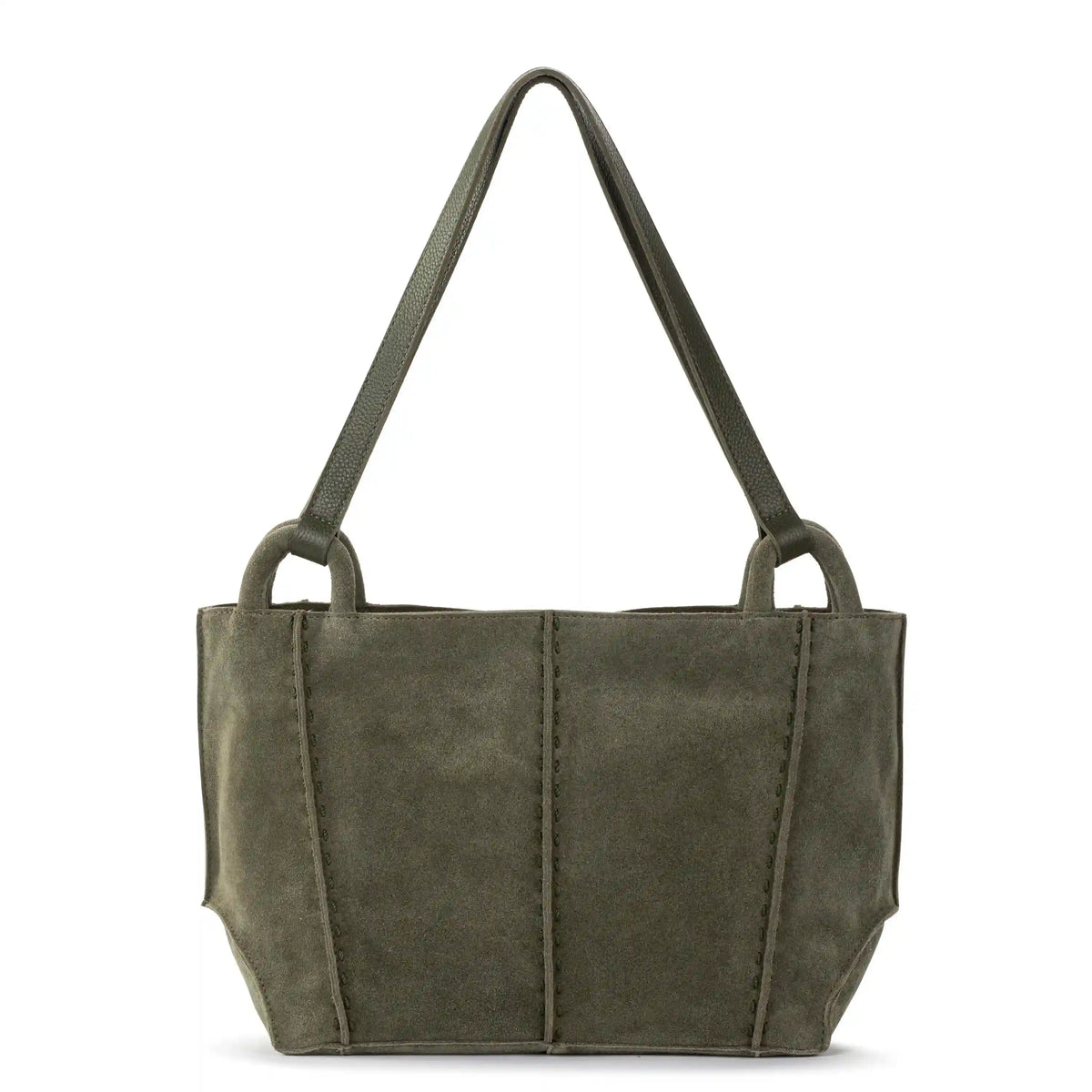 Los Feliz Satchel - Leather - Moss Suede