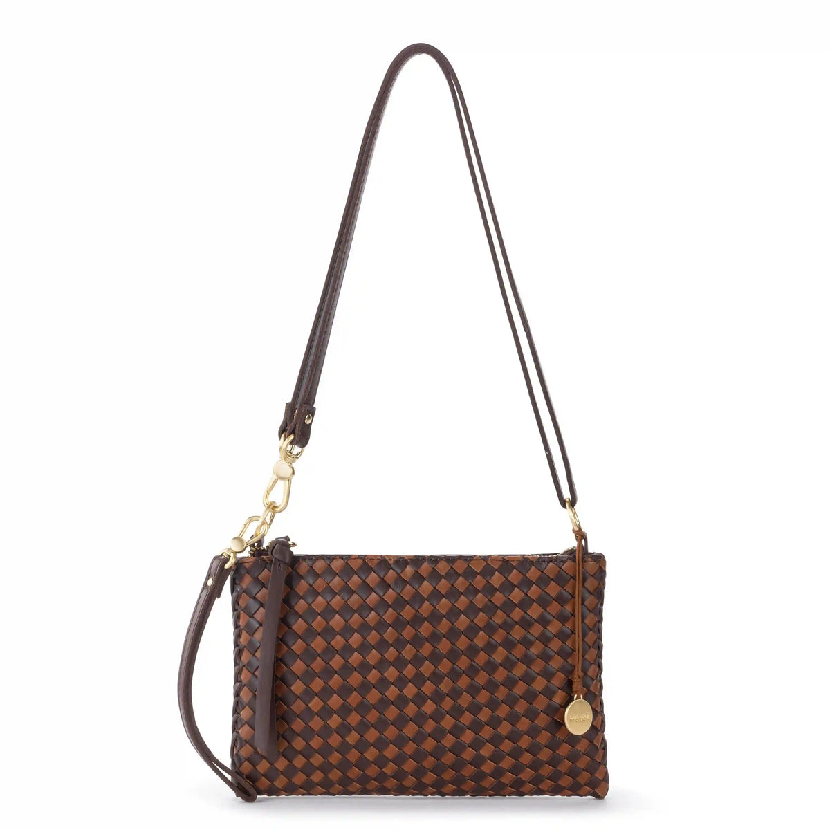 Vita Convertible Wristlet - Leather - Mahogany Cognac Woven