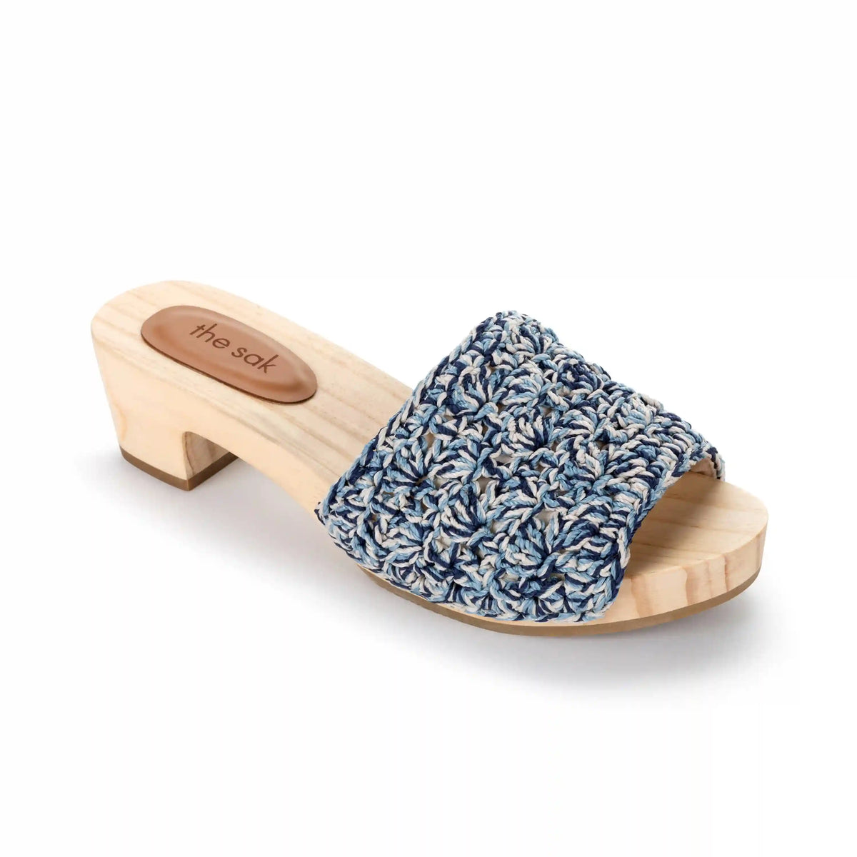 Ella Clog Sandal - Hand Crochet - Blue Static Shell