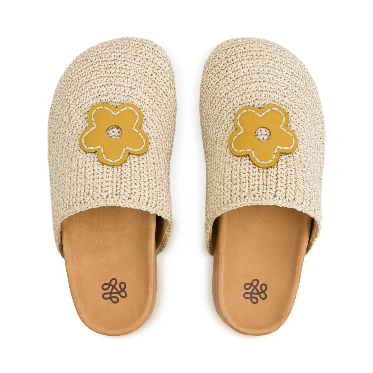 Bolinas Clog - Hand Crochet - Natural Buttercup Flower