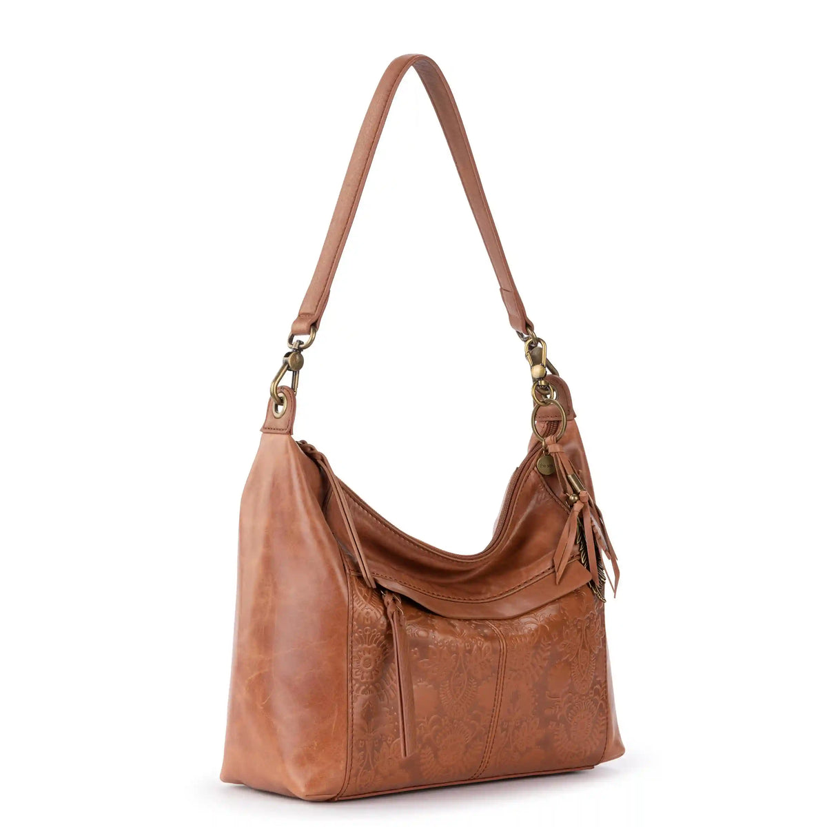 Alameda Hobo - Leather - Tobacco Floral Embossed