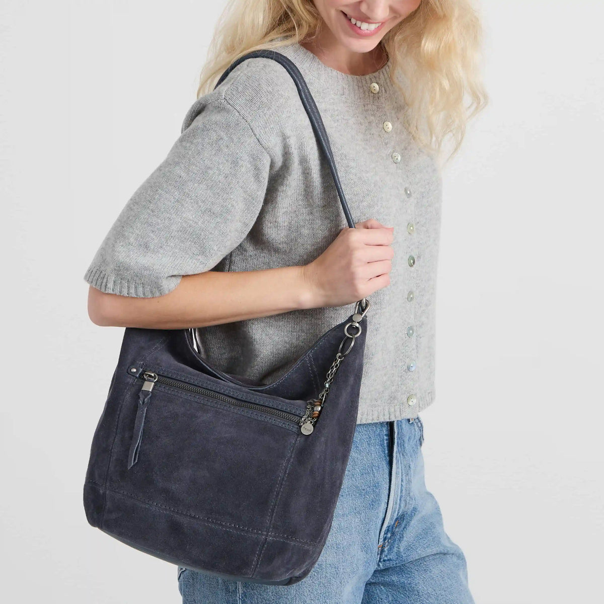 Sequoia Hobo - Leather - Storm Grey Suede