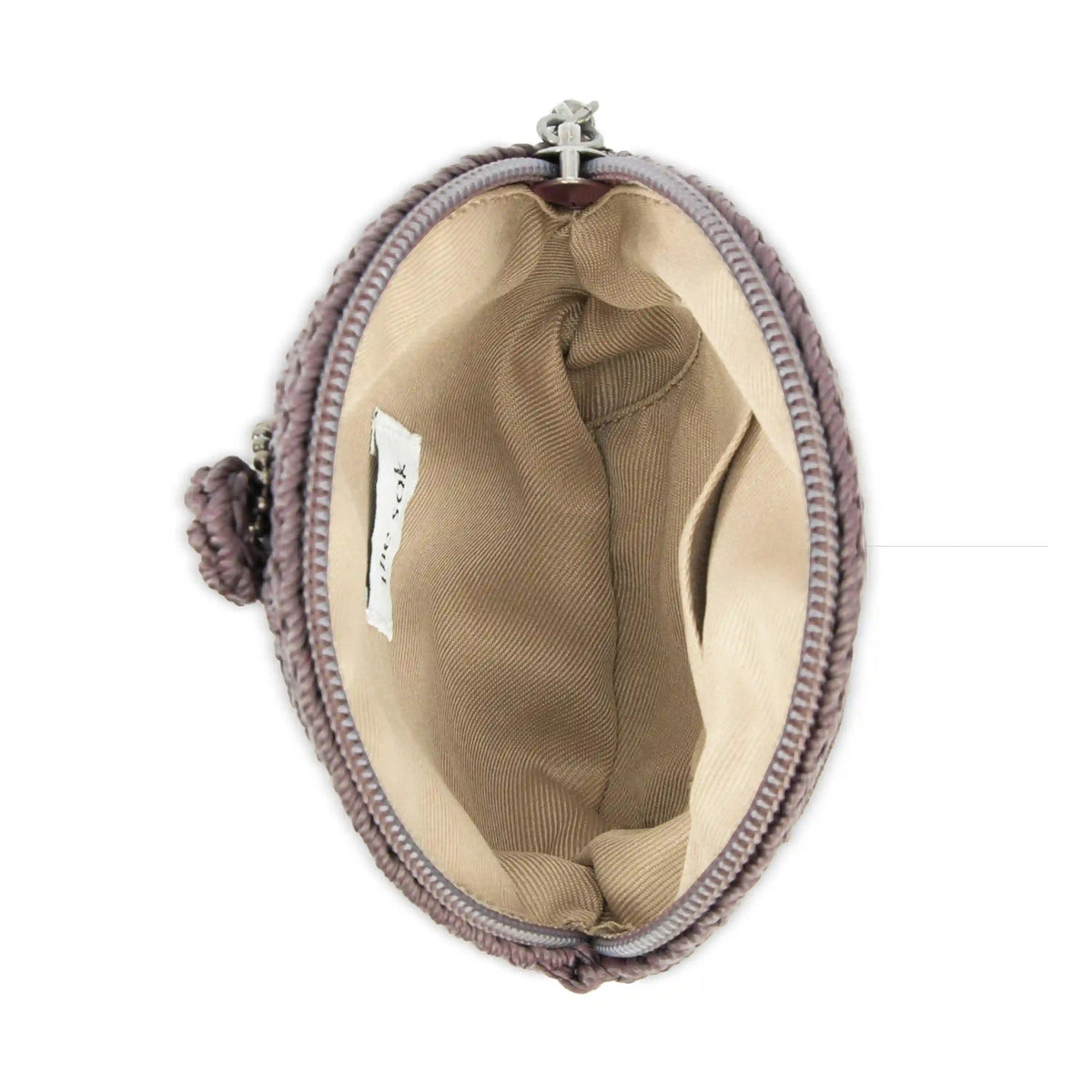 Circle Coin Pouch - Hand Crochet - Mushroom Suede Heart
