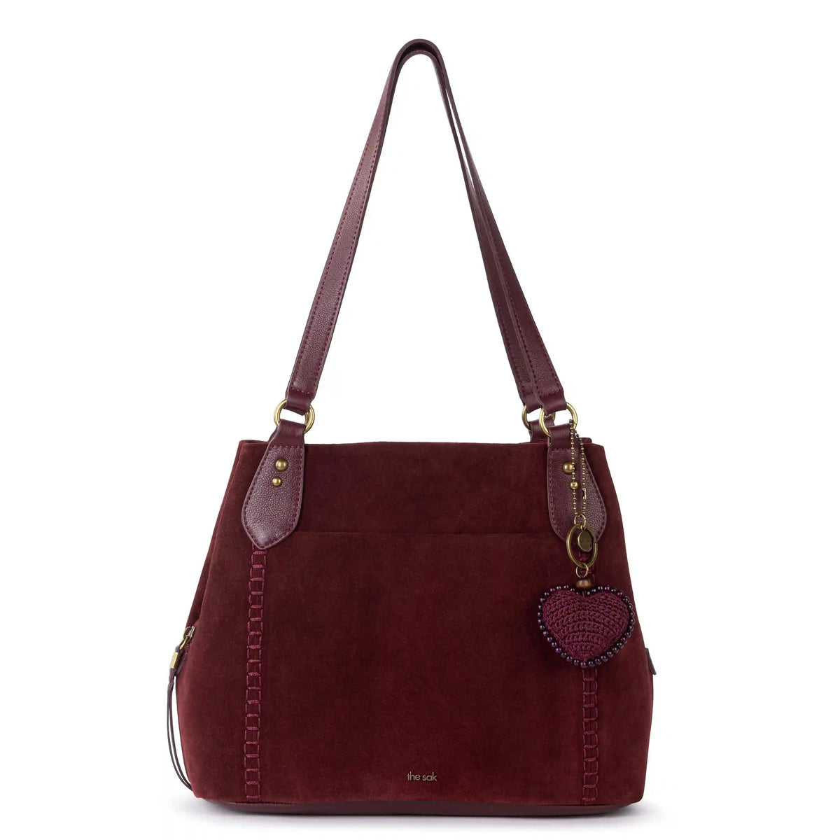 Melrose Satchel - Leather - Black Cherry Suede Heart