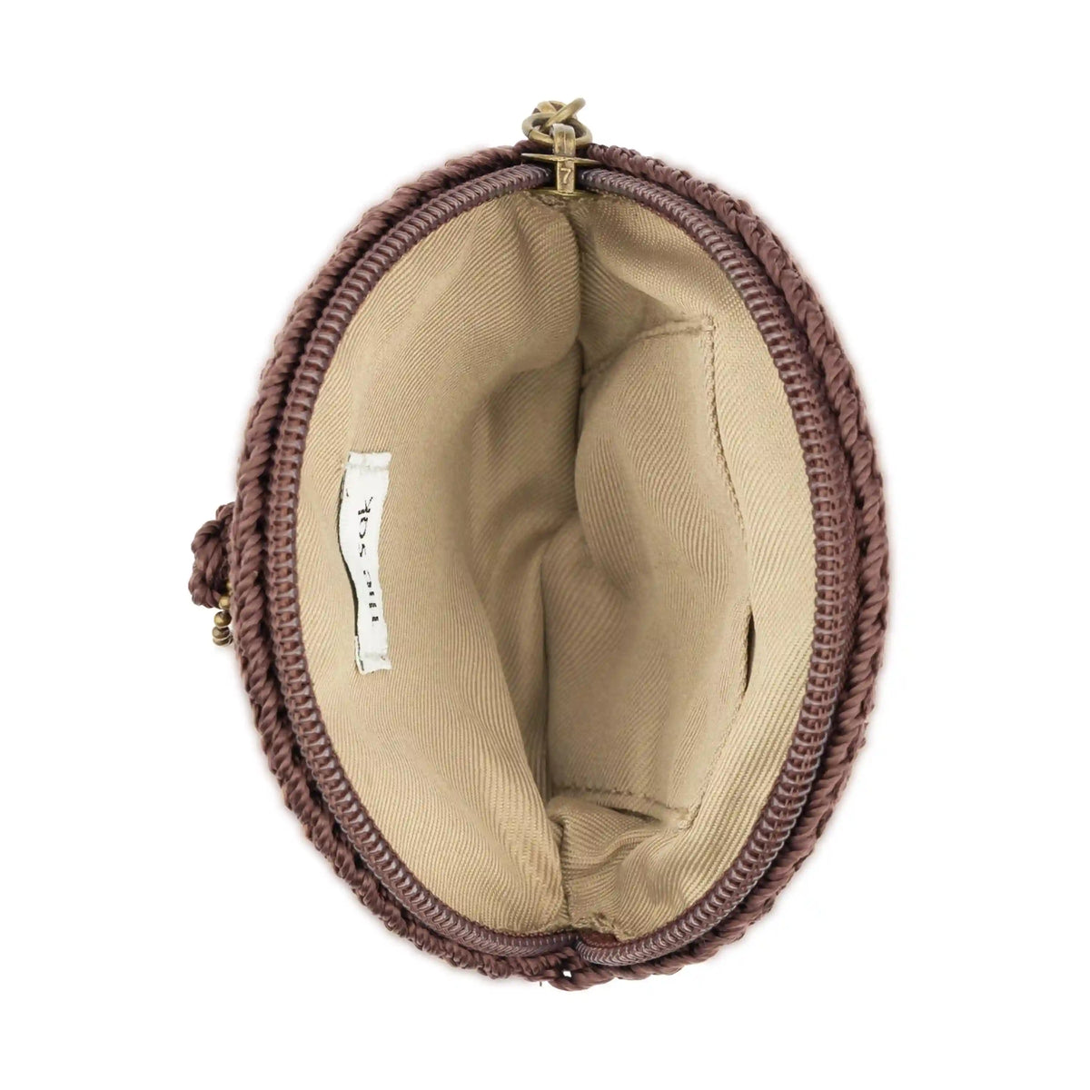 Circle Coin Pouch - Hand Crochet - Brown Mahogany Flower