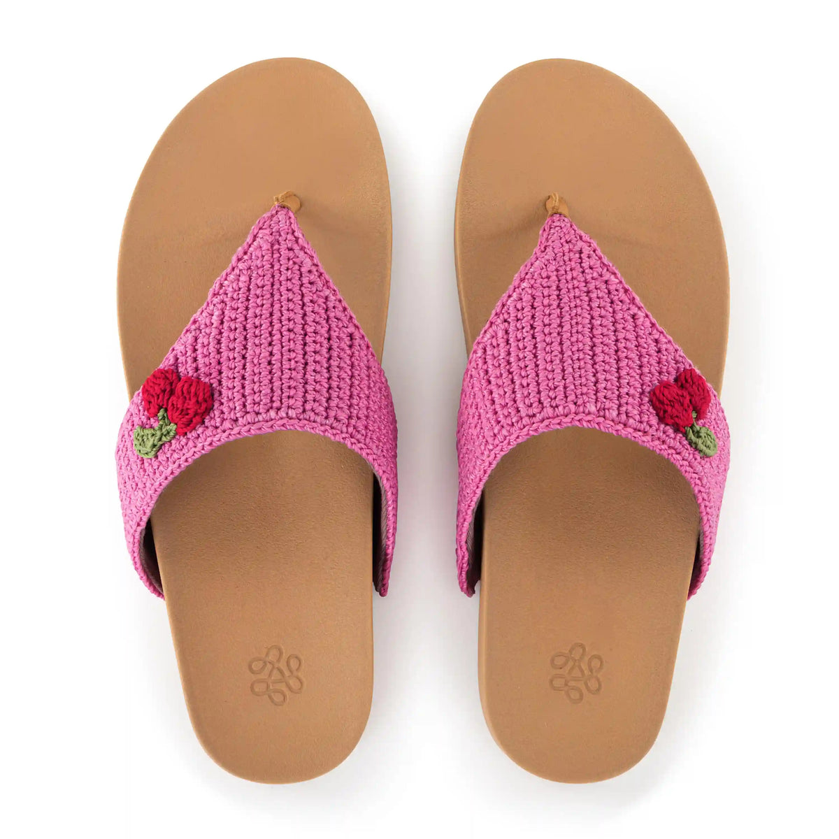 Everly Sandal - Hand Crochet - Pink Cherries