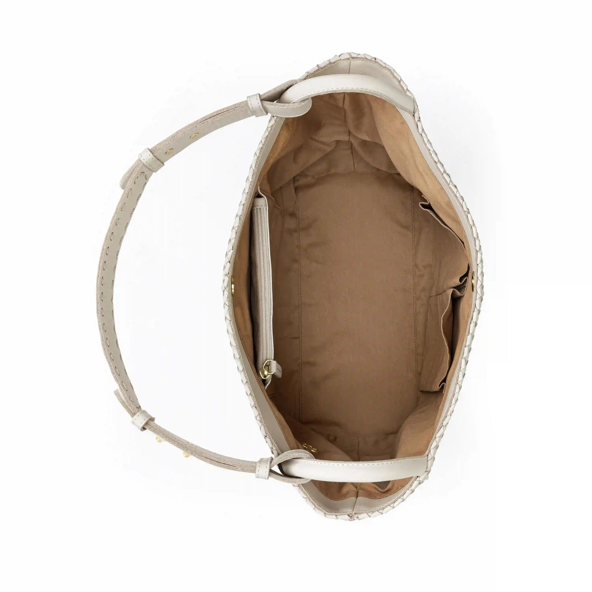Los Feliz Medium Tote - Leather - Stone Woven
