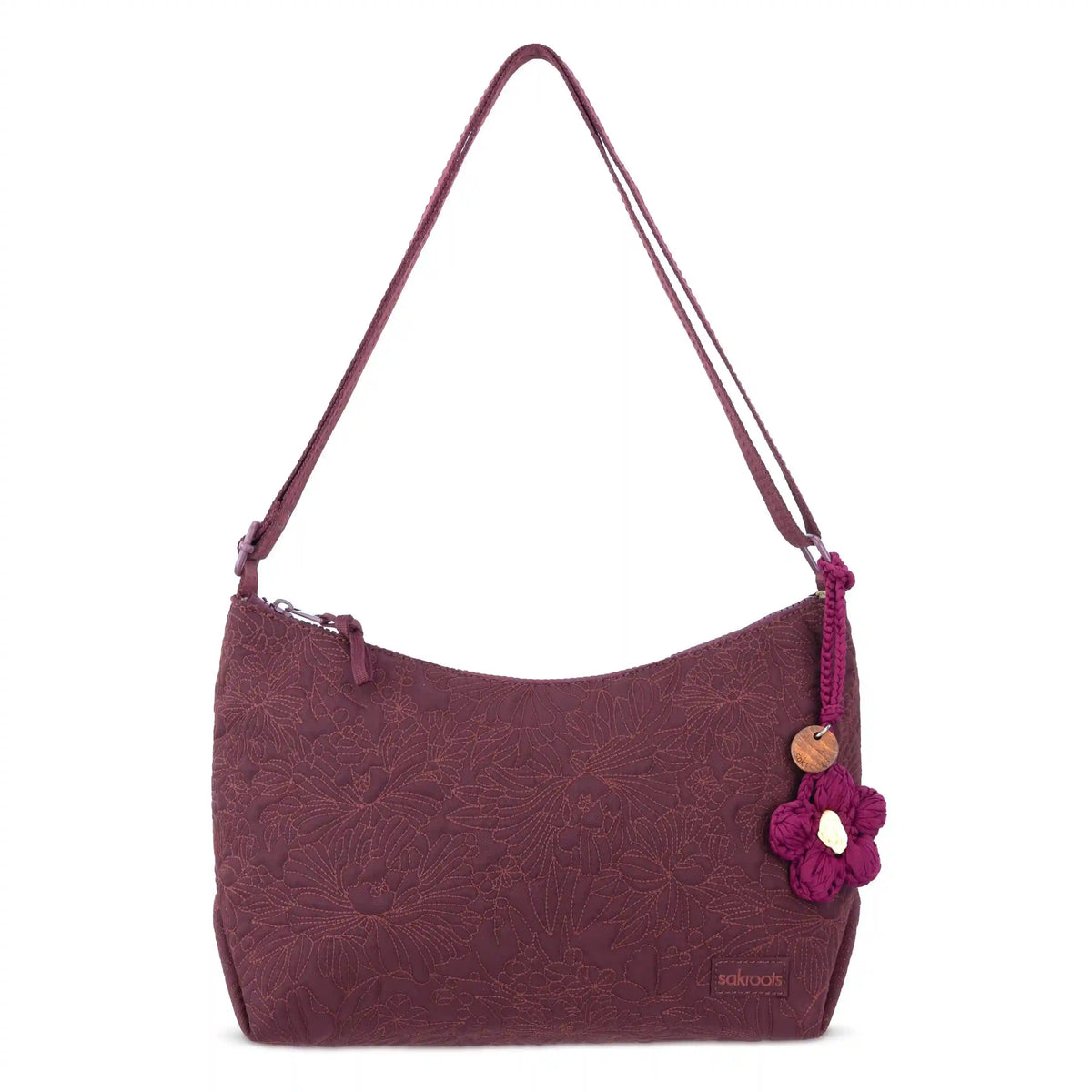 Banyan Hobo - EcoTwill - Black Cherry Flower Blossom Quilted