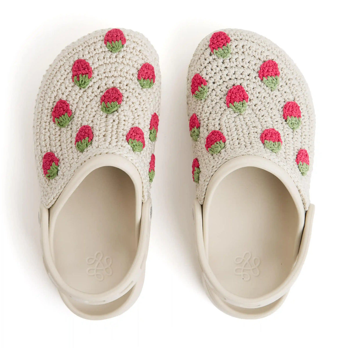 Bolo Clog - Hand Crochet - Natural Strawberries