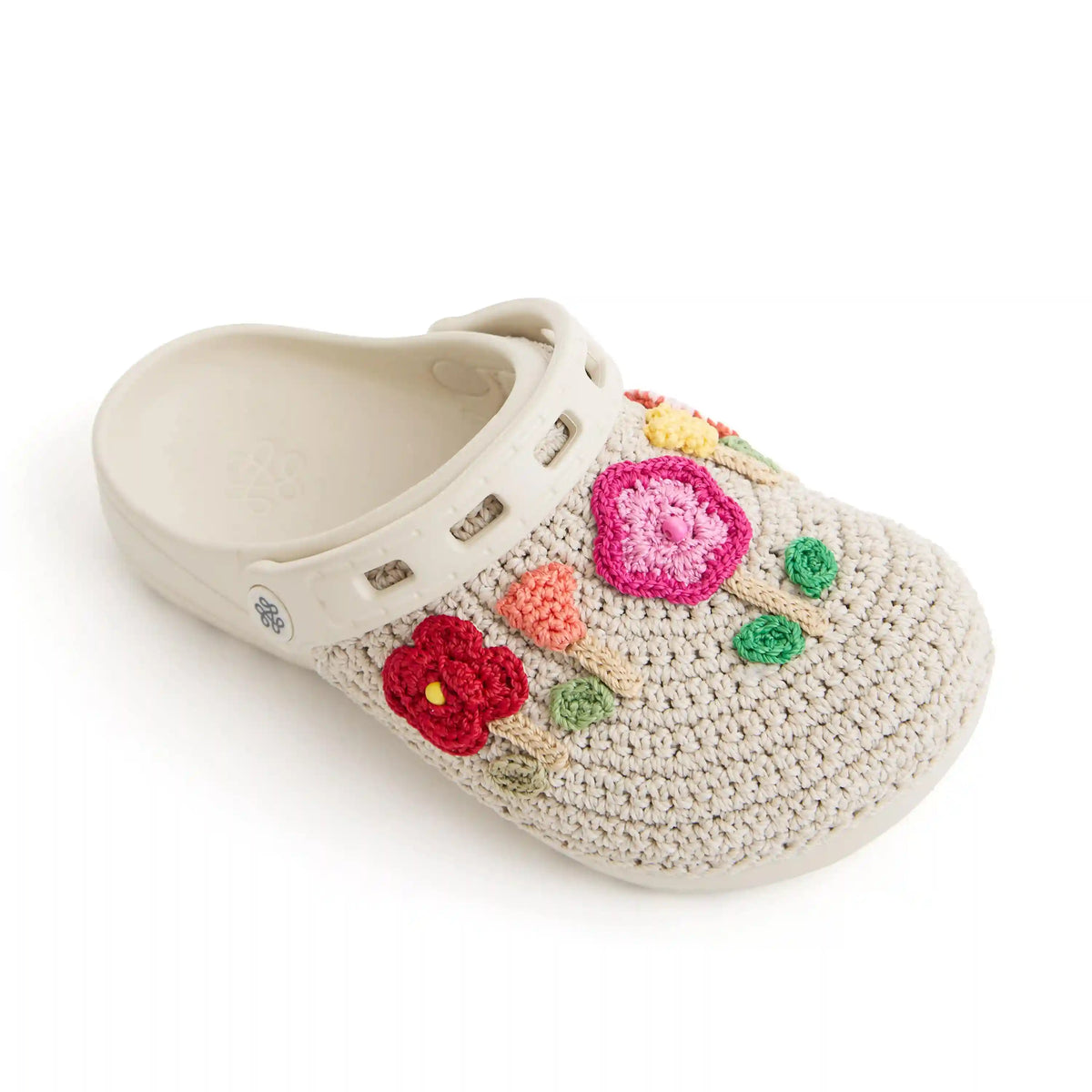 Bolo Clog - Hand Crochet - Flower Ecru