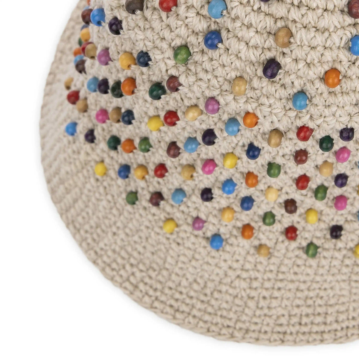 Lanie Bucket Hat - Hand Crochet - Ecru Multi Beads