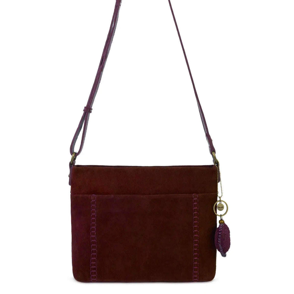Melrose Crossbody - Leather - Black Cherry Suede Heart