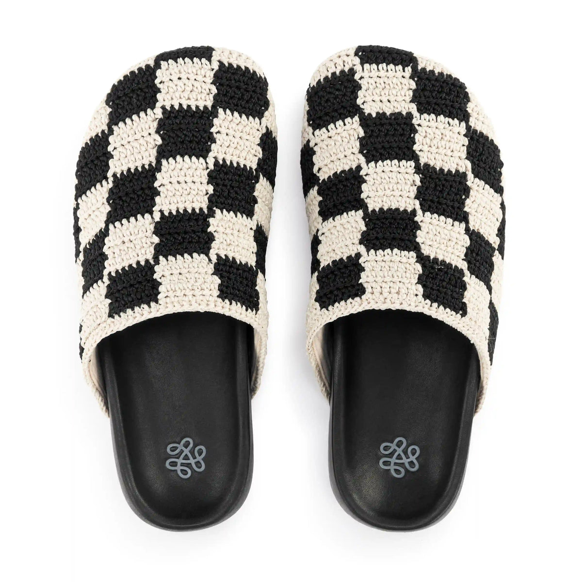 Bolinas Clog - Hand Crochet - Black Check