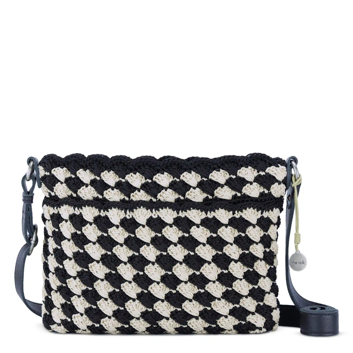 Melrose Crossbody - Hand Crochet - Black Ecru Shell