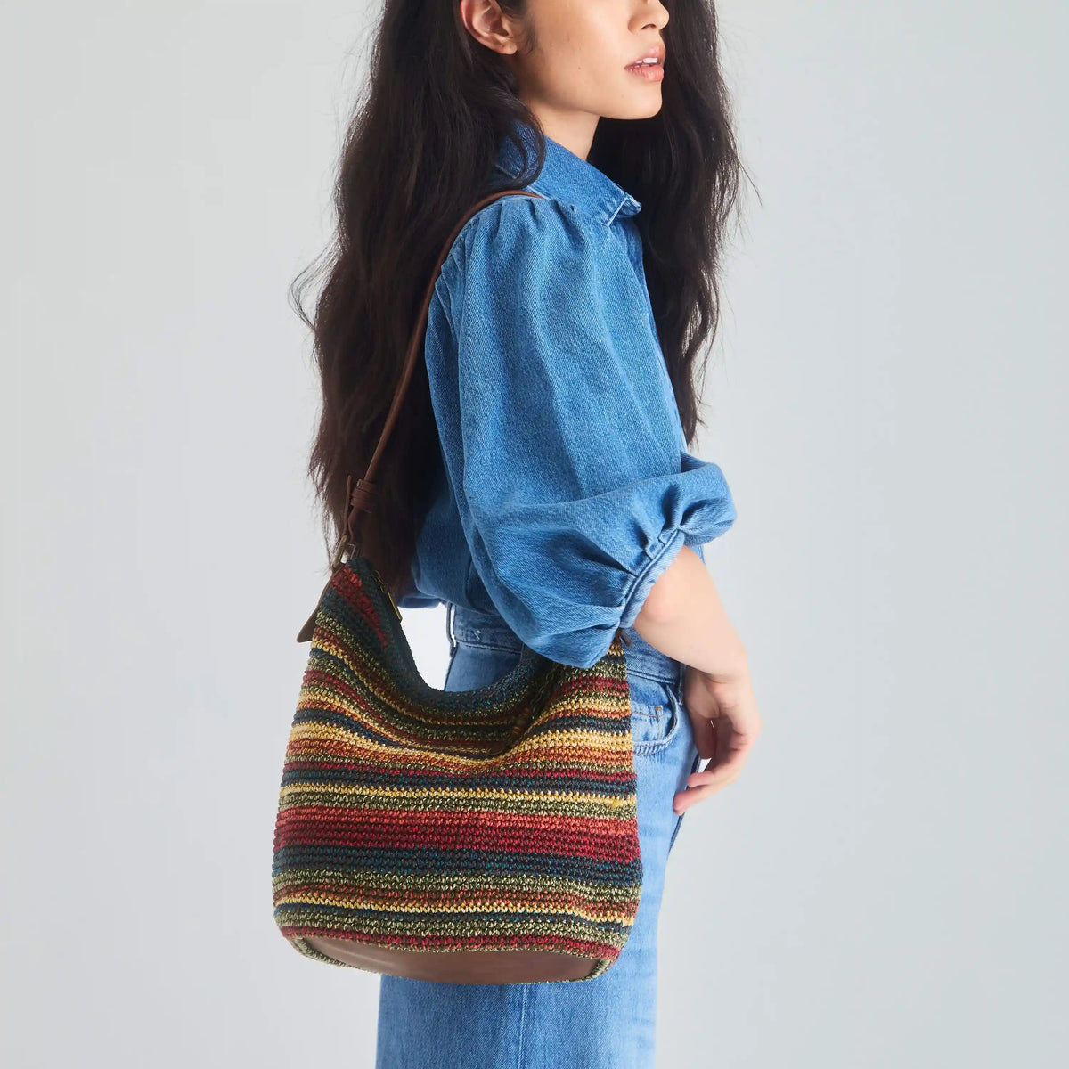 Sequoia Hobo - Hand Crochet - Woodland Stripe