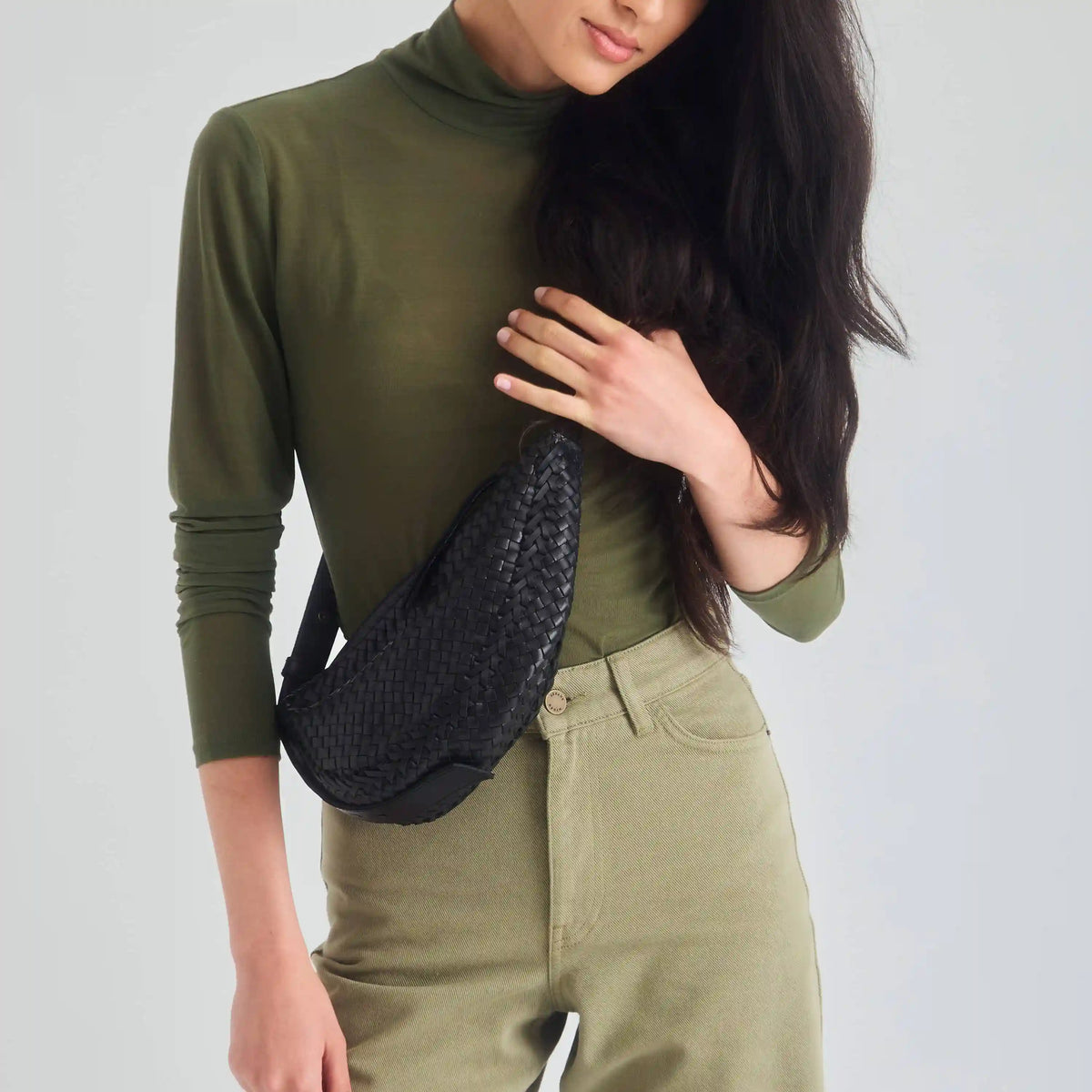 Tess Sling - Leather - Woven Black
