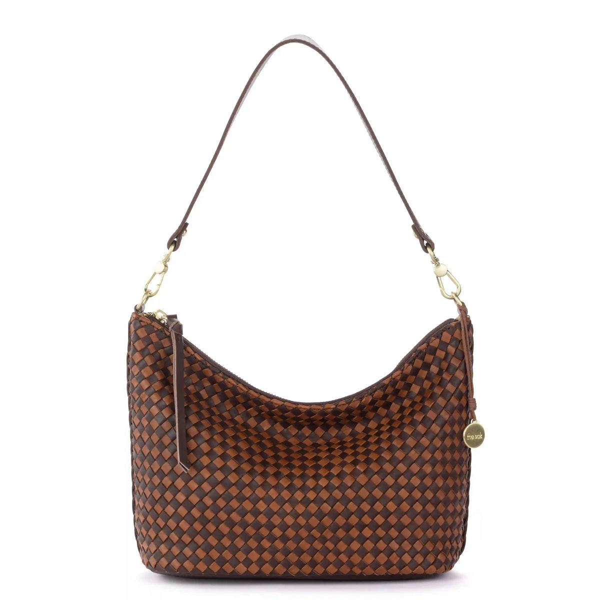 Juniper Small Hobo - Leather - Woven Mahogany Cognac