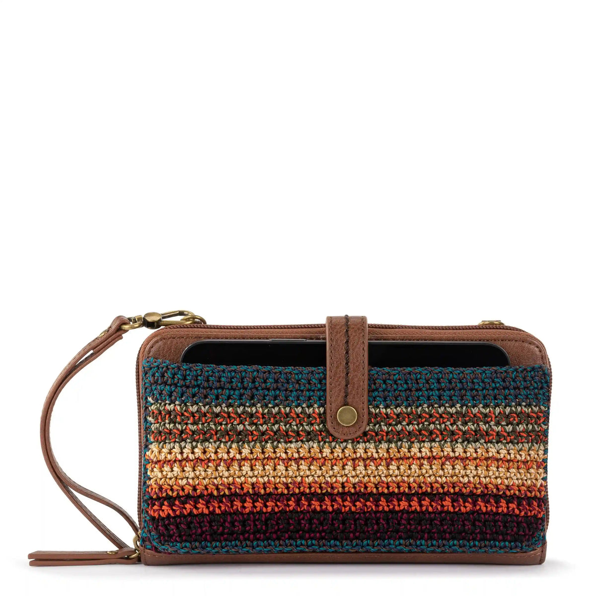 Iris Smartphone Wallet - Hand Crochet - Woodland Stripe