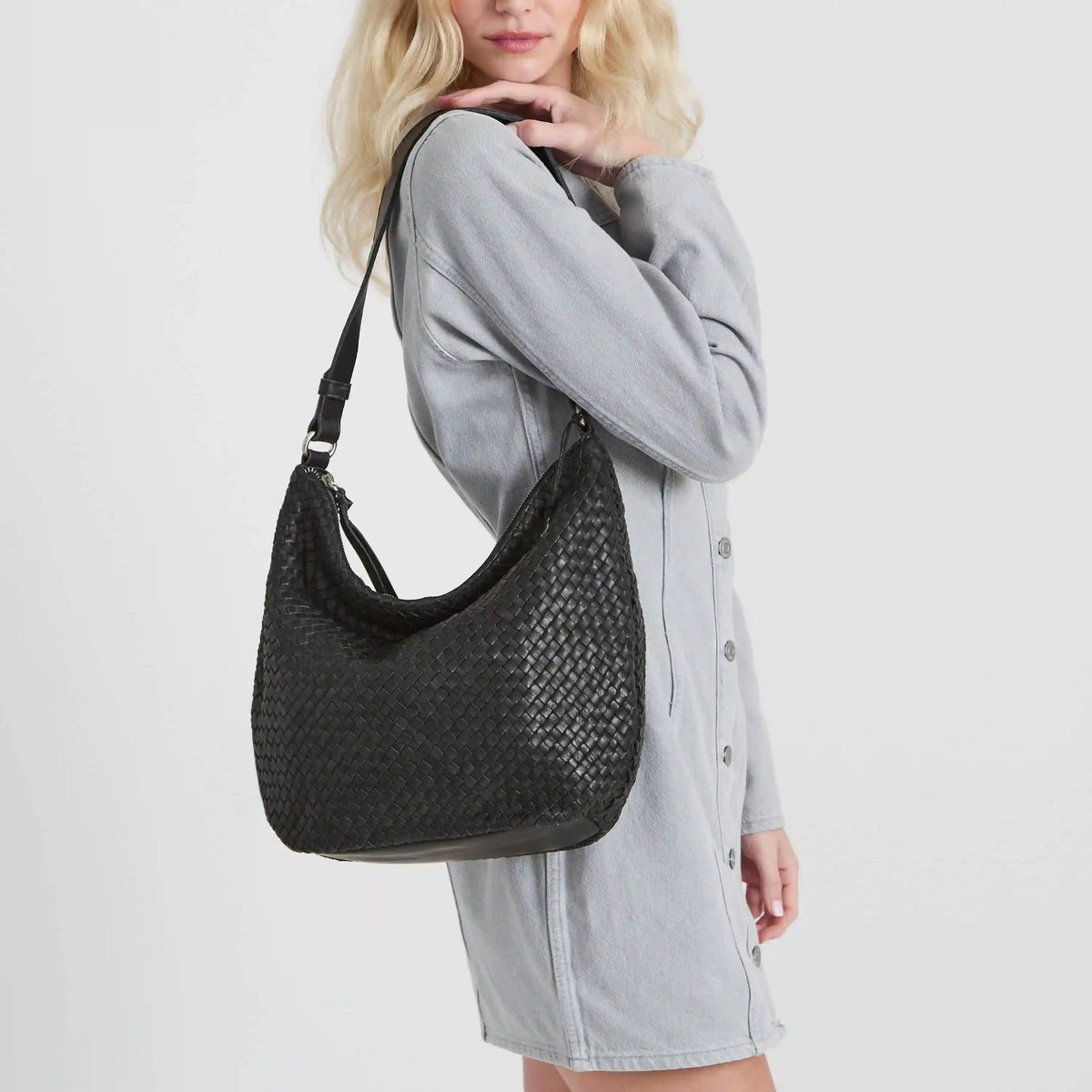 Sequoia Hobo - Leather - Woven Black