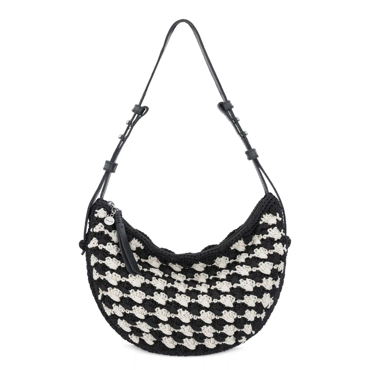 Tess Shoulder Bag - Hand Crochet - Black Ecru Shell