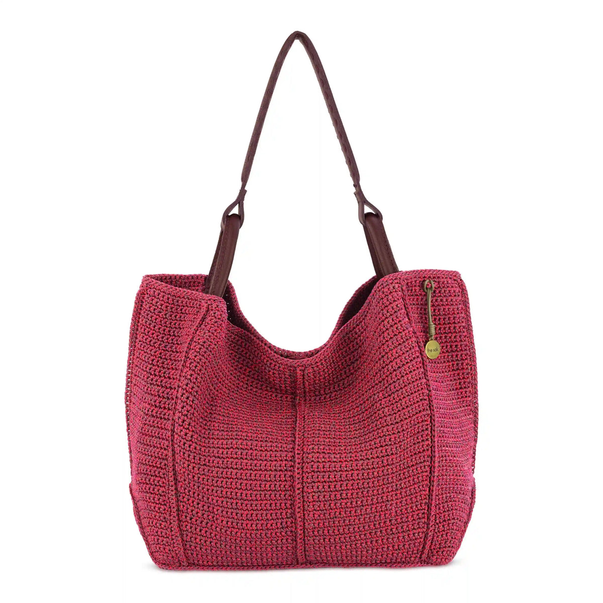 Los Feliz Large Tote - Hand Crochet - Black Cherry Static
