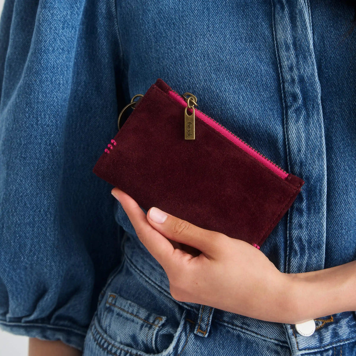 Encino Essential Wallet - Leather - Black Cherry Suede