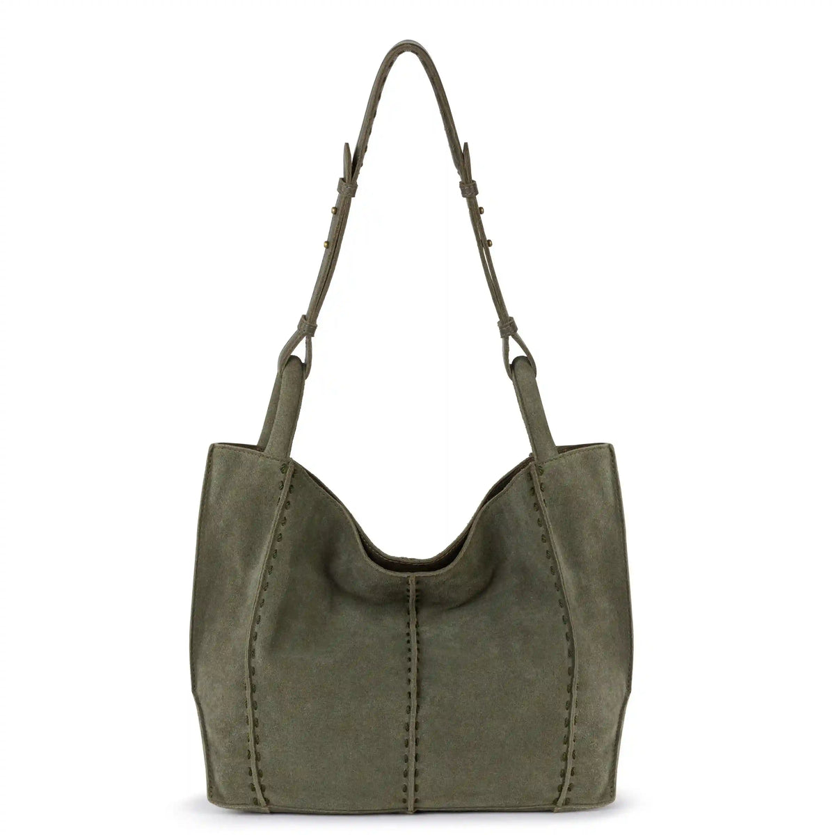 Los Feliz Medium Tote - Leather - Moss Suede