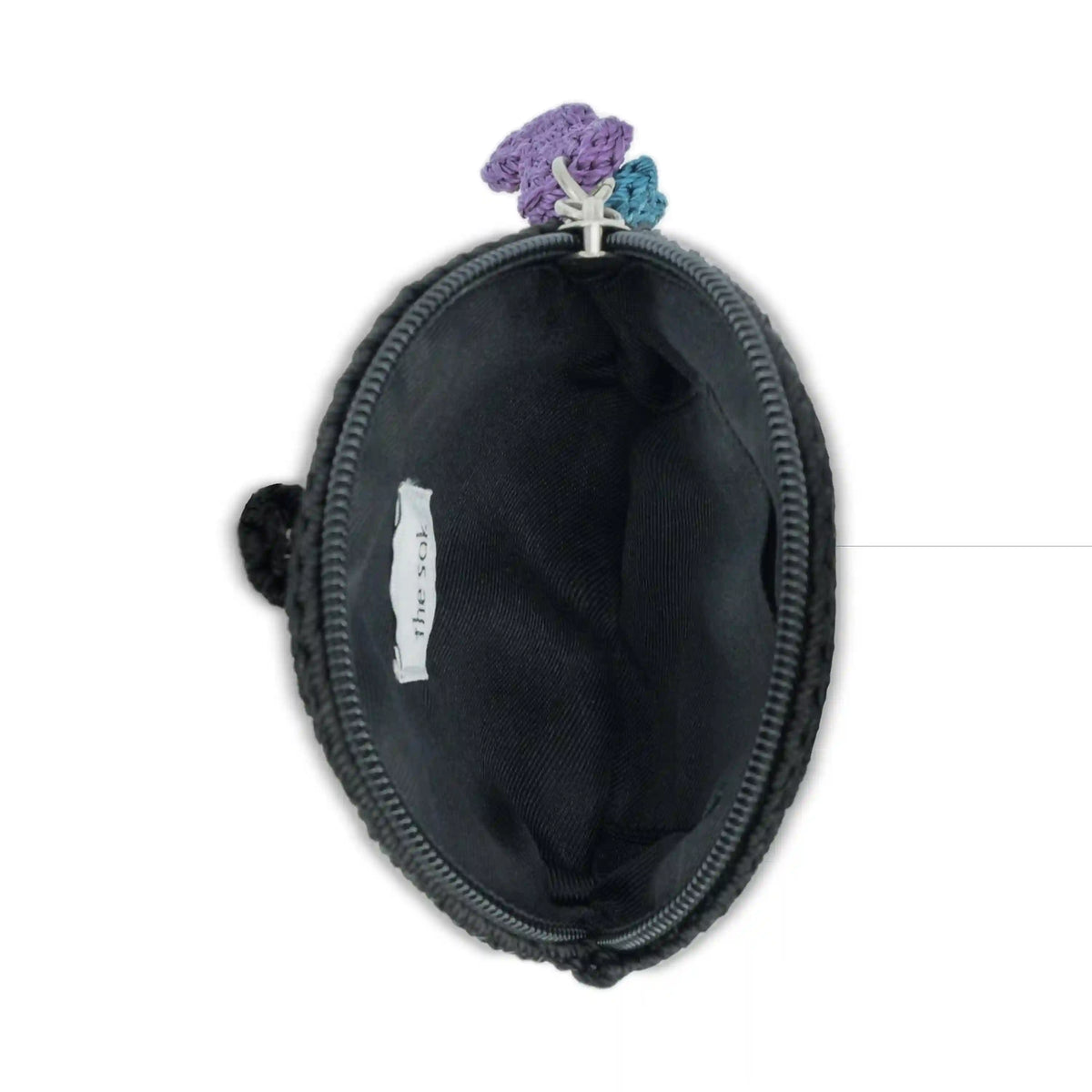 Circle Coin Pouch - Hand Crochet - Black Vinyl