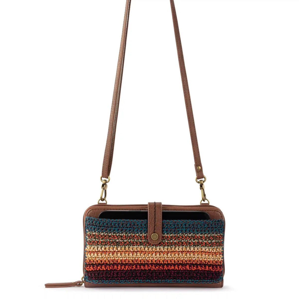 Iris Smartphone Wallet - Hand Crochet - Woodland Stripe