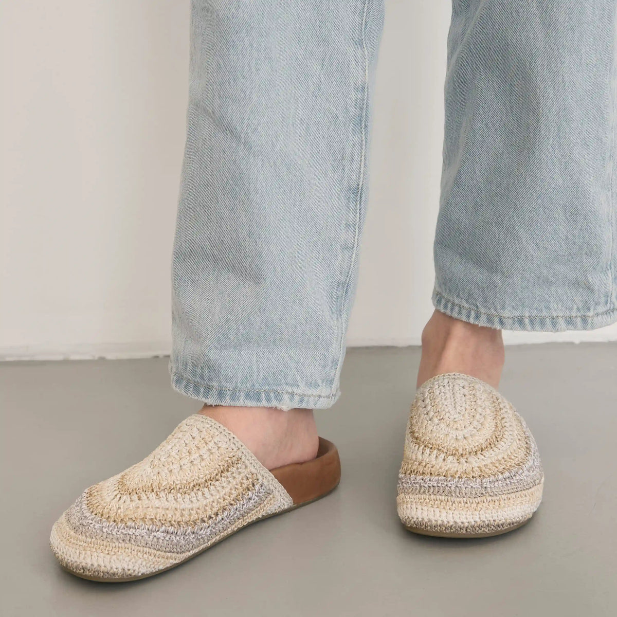 Bolinas Clog - Hand Crochet - Sand Stripe