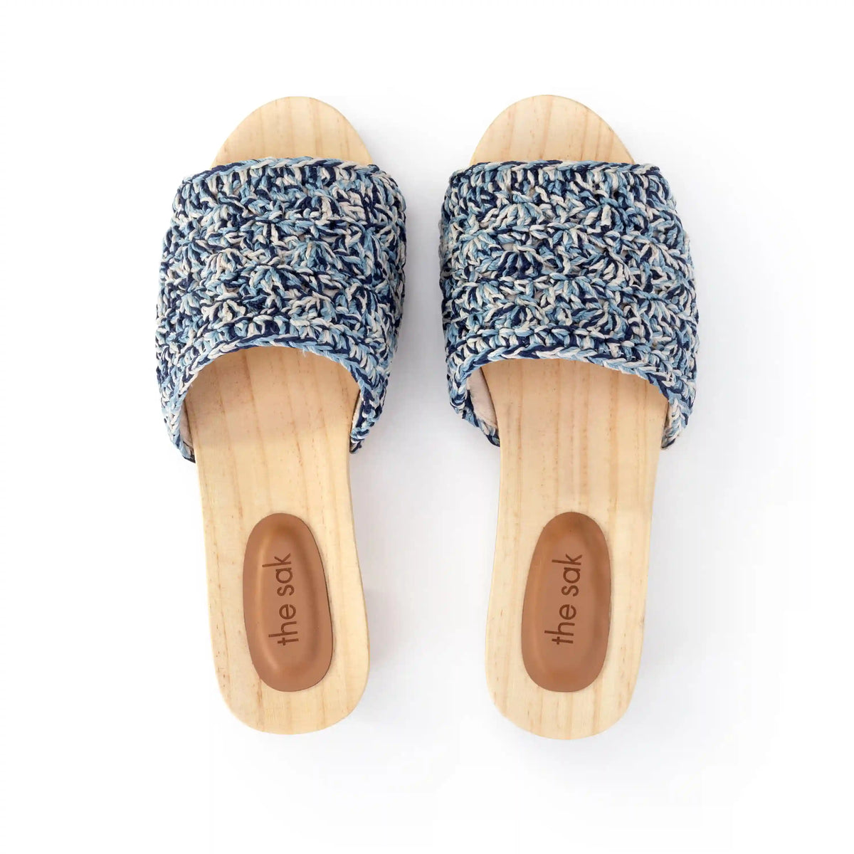 Ella Clog Sandal - Hand Crochet - Blue Static Shell