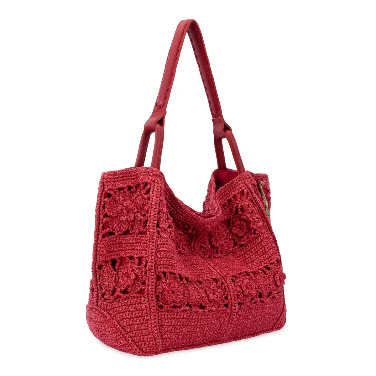 Los Feliz Large Tote - Hand Crochet - Scarlet Tonal Flower