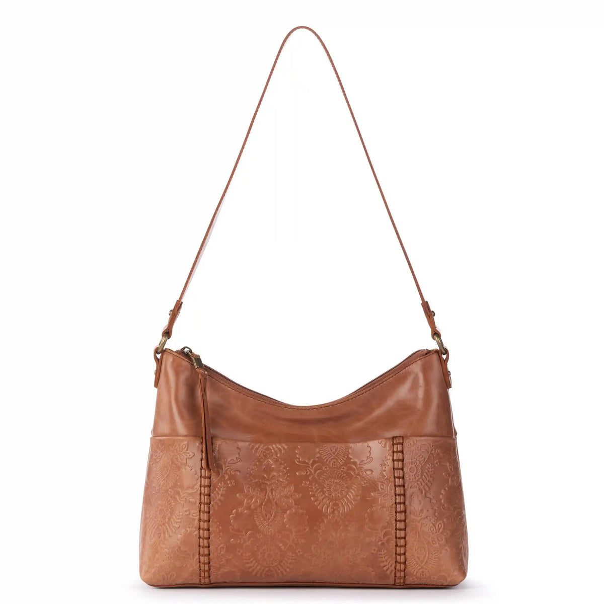 Melrose Shoulder Bag - Leather - Tobacco Floral Embossed