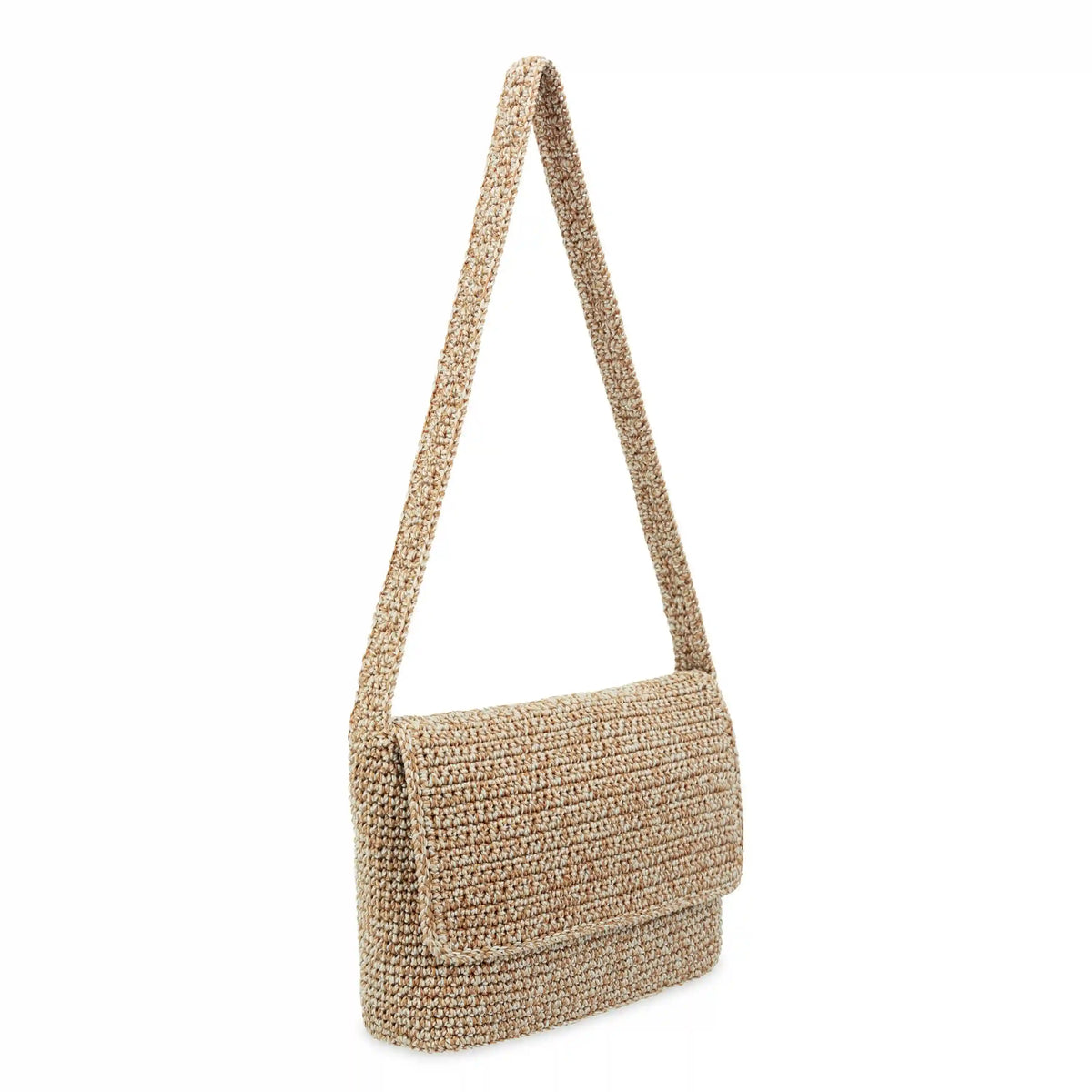 Marlow Flap Shoulder Bag - Hand Crochet - Bamboo Static