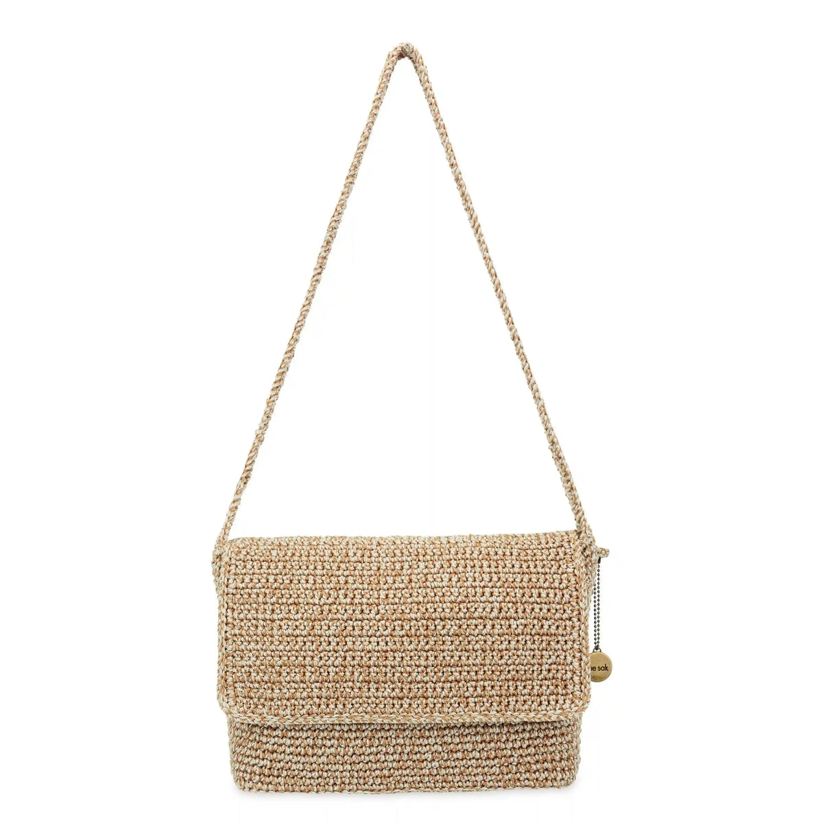 Marlow Flap Shoulder Bag - Hand Crochet - Bamboo Static