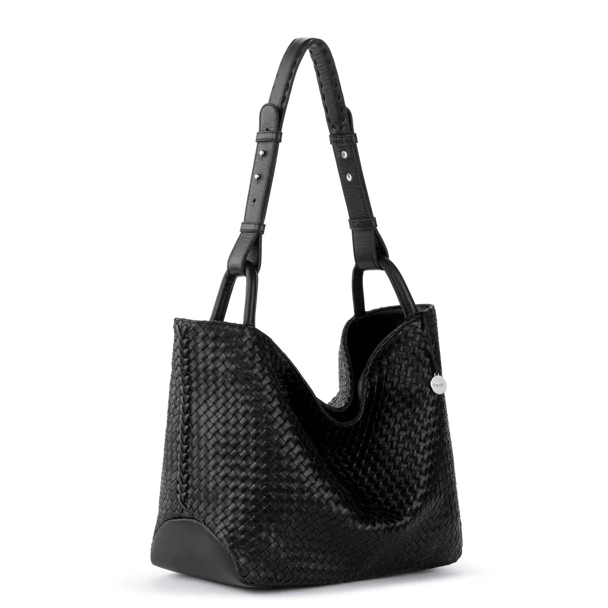 Los Feliz Medium Tote - Leather - Black Woven