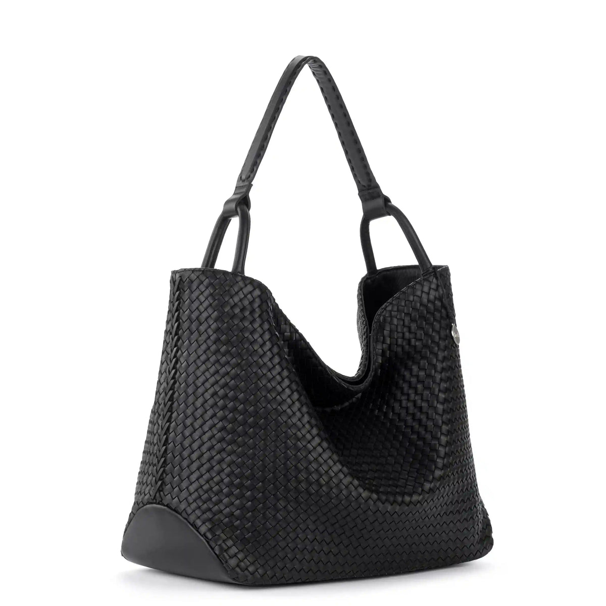 Los Feliz Large Tote - Leather - Woven Black