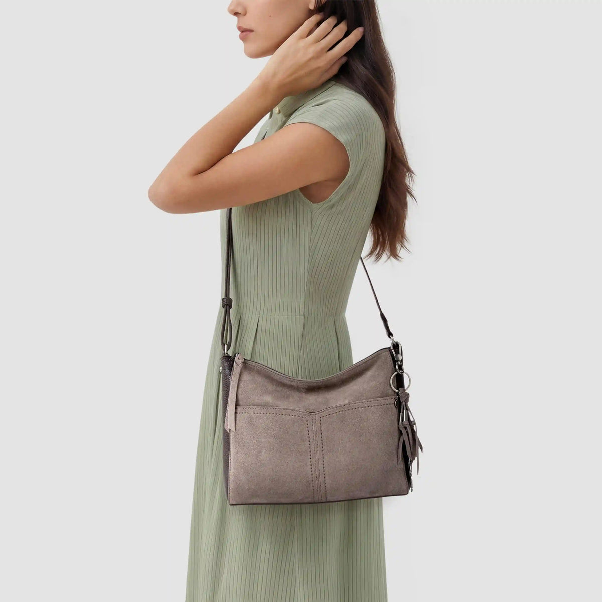Alameda Crossbody - Leather - Mushroom Suede